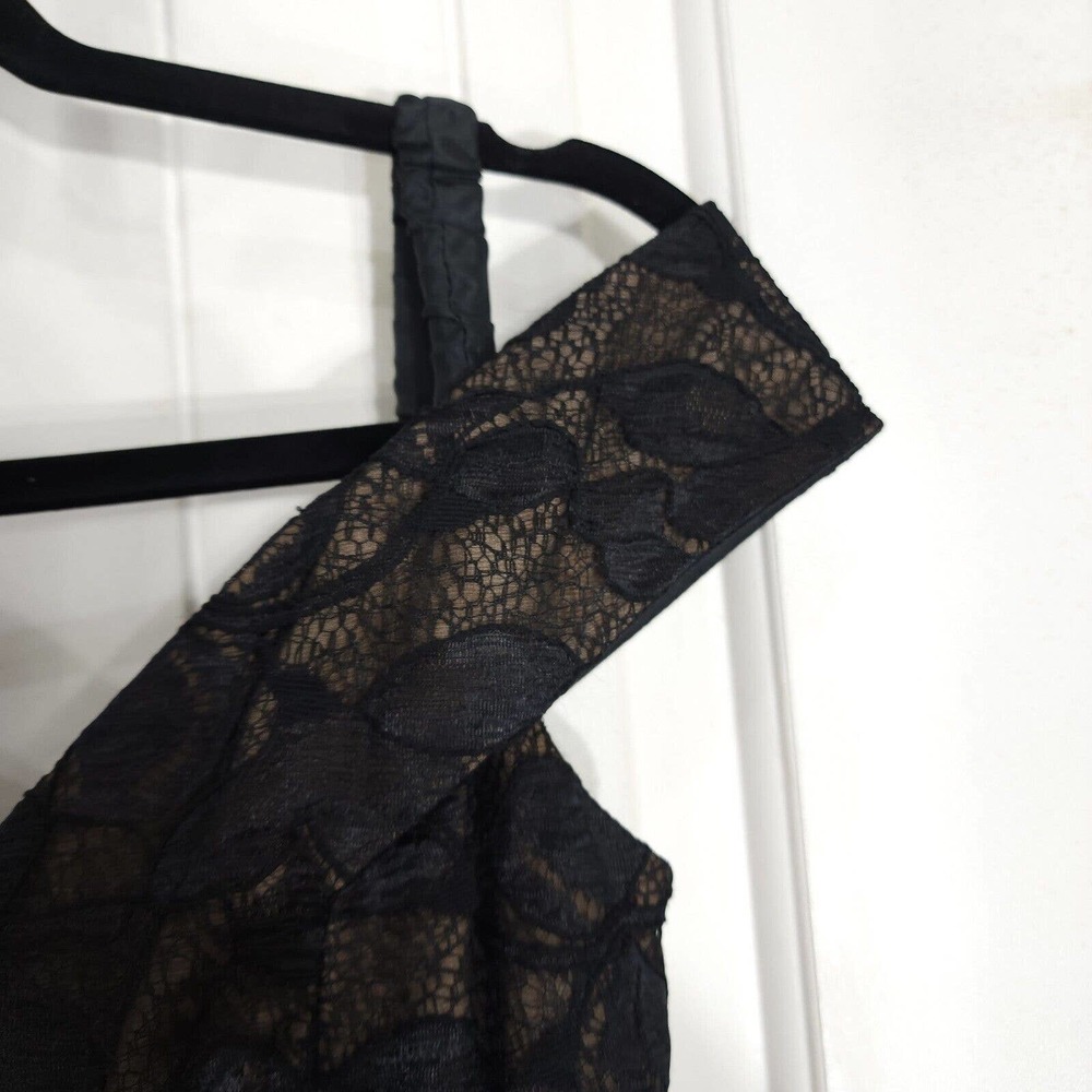 Victor Costa Womens Dress Vtg Black Lace Corset 80s Gothic Prom Puff Gown Size 4 - Picture 7 of 13